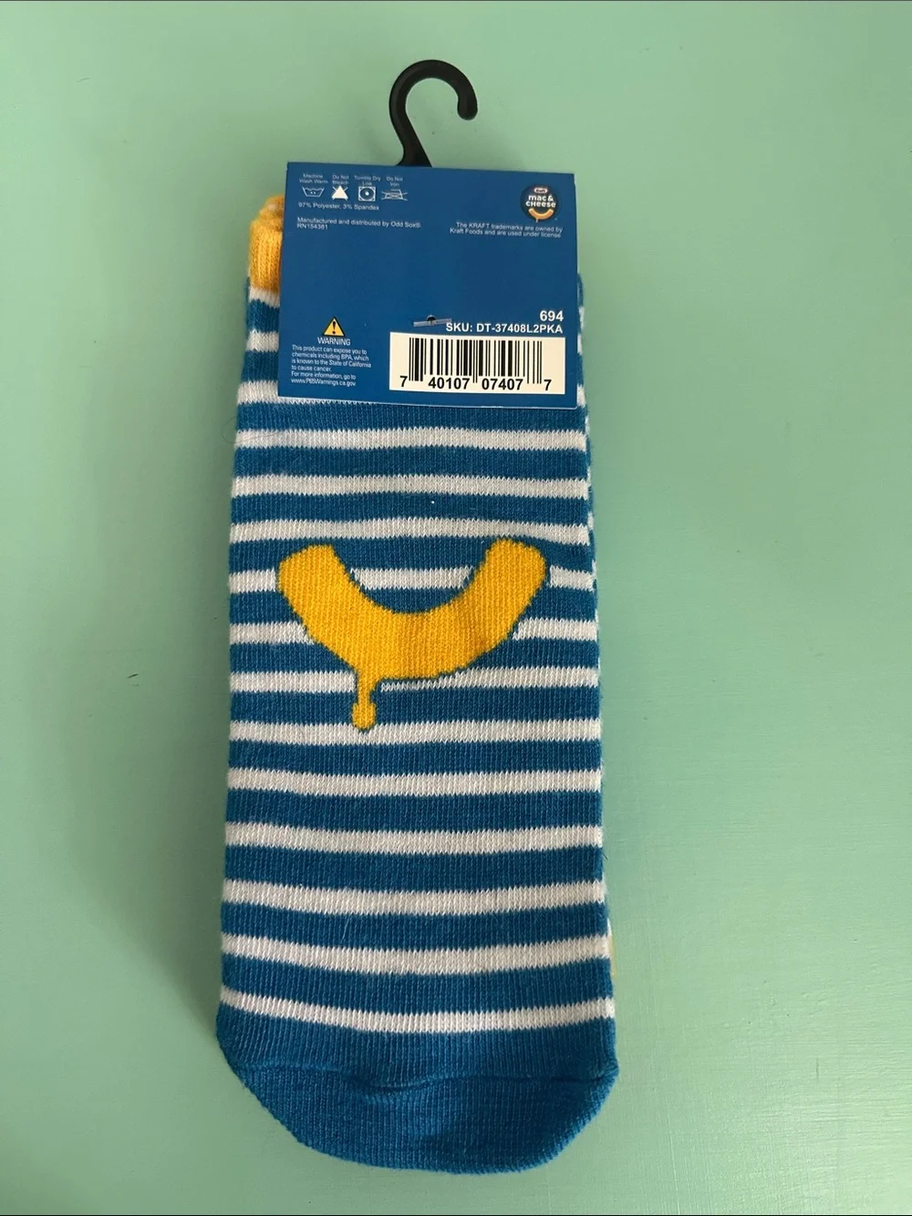 Odd Sox-Kraft Mac&Cheese-2 pack of a novelty ankle socks-new-originally packed